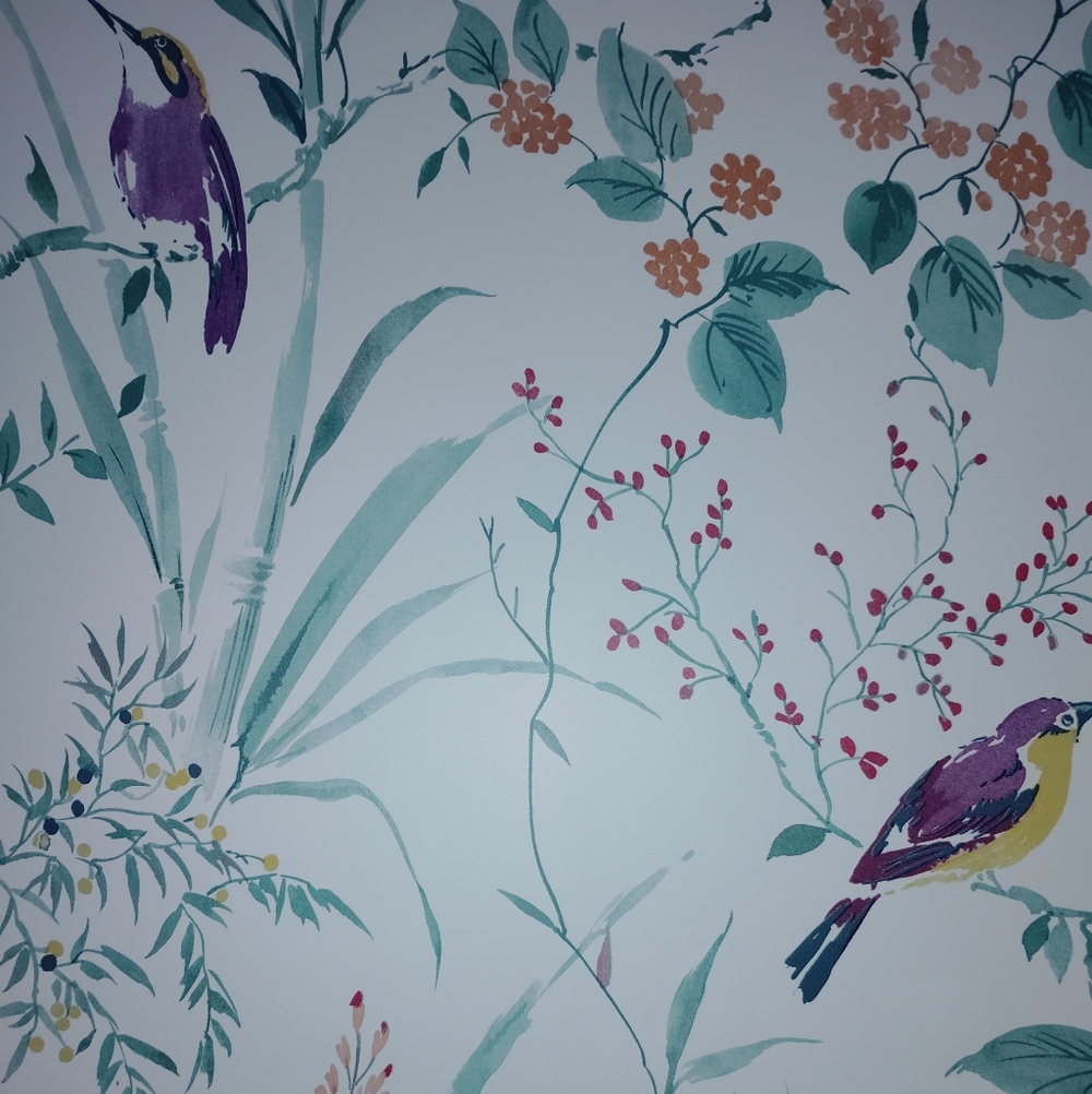 Floral and SongBird Patterned NuWallpaper Peel And Stick Brewster (2) New Rolls